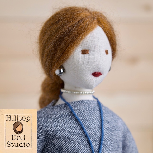 Fabric Doll "Clara" Handcrafted Textile Cloth Heirloom Primitive Doll - Picture 3 of 14